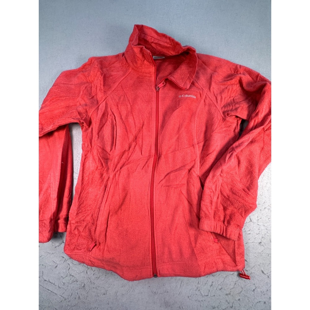 Columbia Benton Springs Fleece Jacket Womens Large Red Hiking Camping Travel
